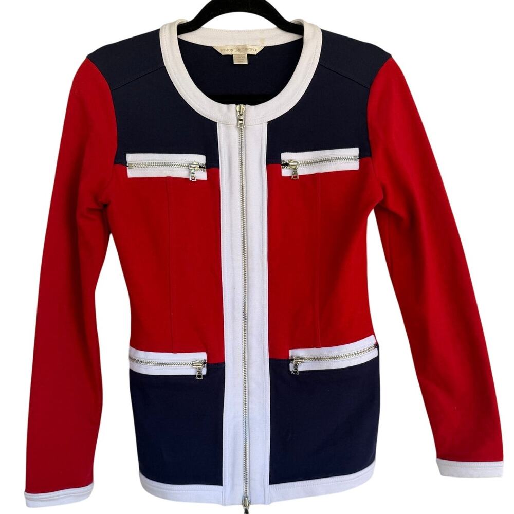 Boston Proper Colorblock Zip Jacket Long Sleeve XS